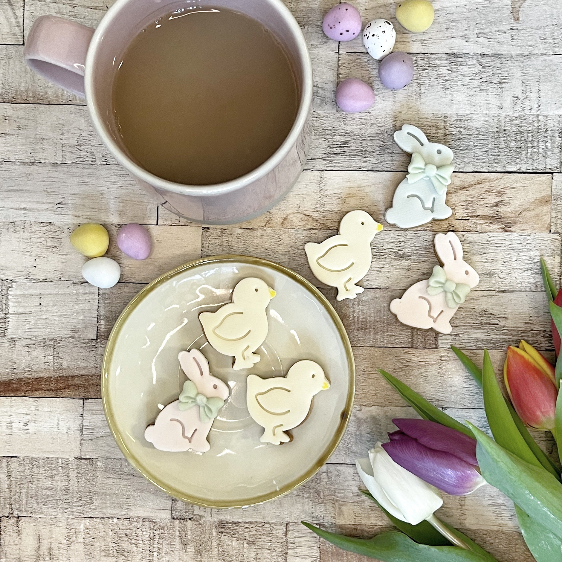 Mini Box of Easter Chicks and Bunnies The Kitsch Hen UnBoxed Personalised Biscuits