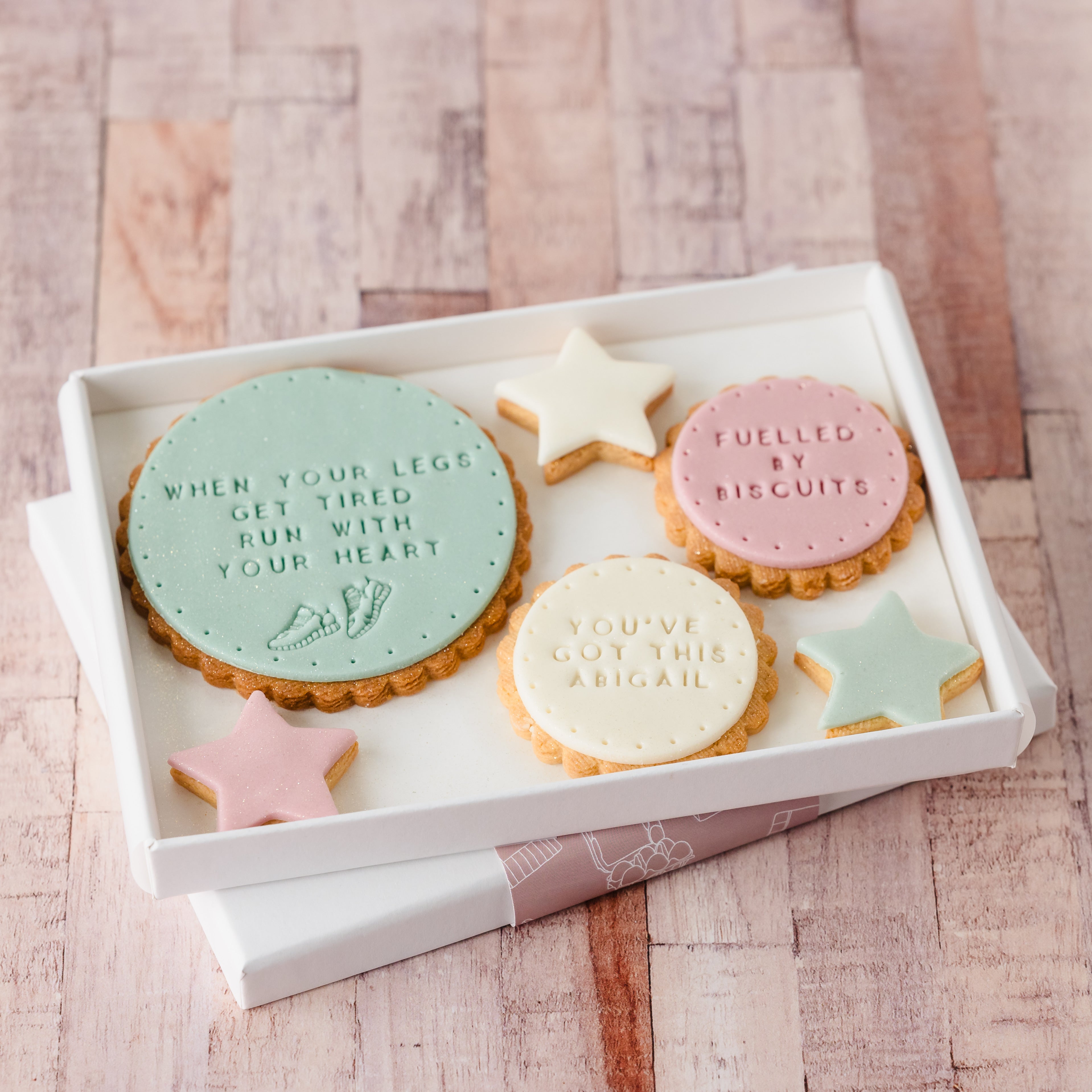 hand iced running motivation biscuit gift