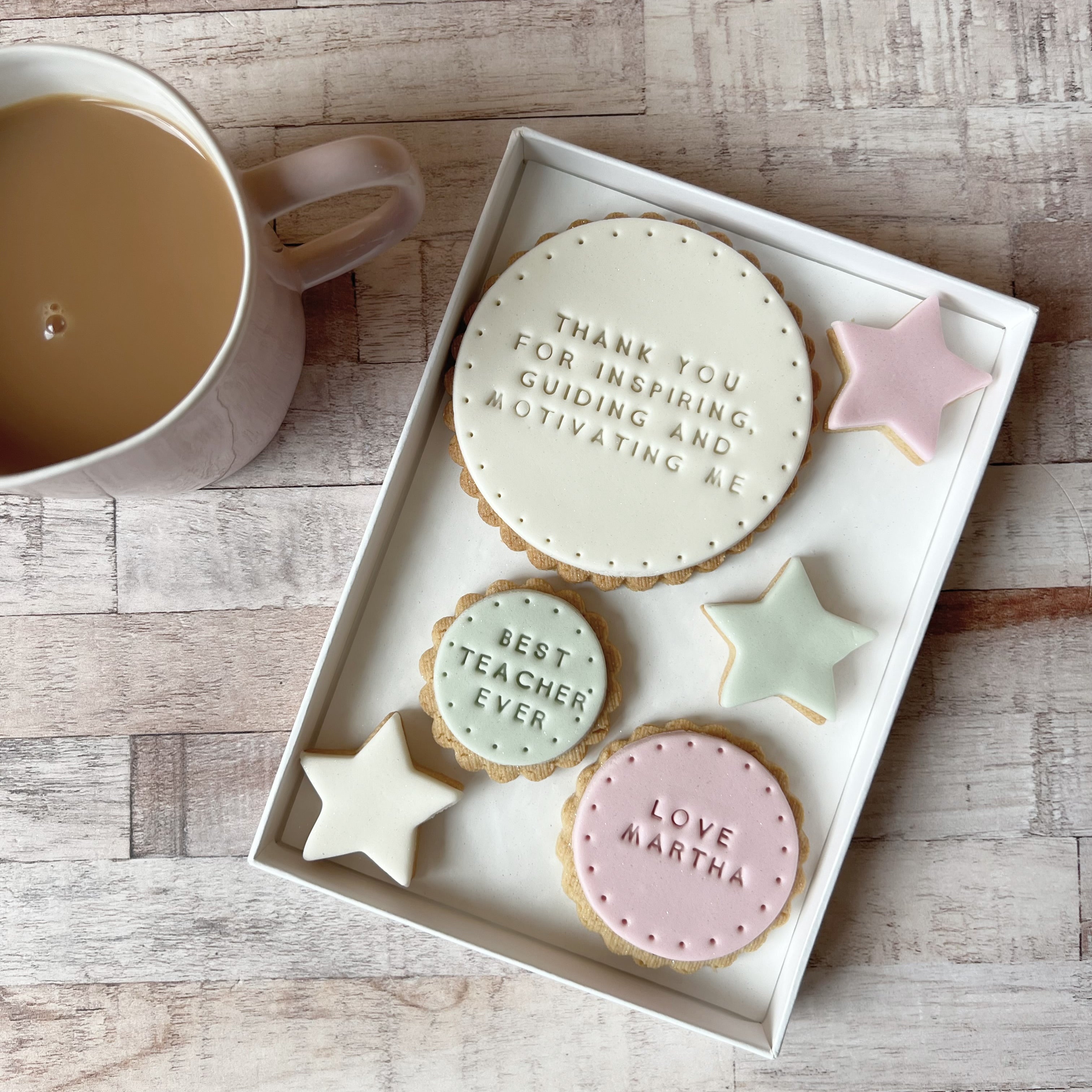 Thank You For Inspiring Me - Teacher Gift Biscuit Box (stars)